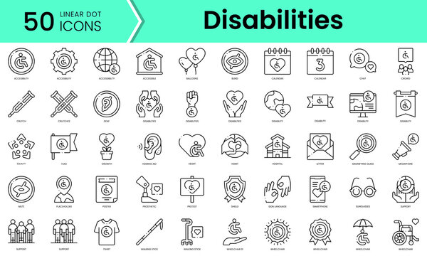 Set of international day of persons with disabilities icons. Line art style icons bundle. vector illustration