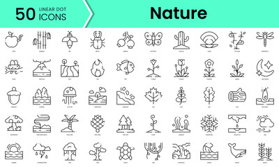 Obraz na płótnie Canvas Set of nature icons. Line art style icons bundle. vector illustration