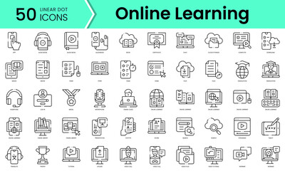 Fototapeta na wymiar Set of online learning icons. Line art style icons bundle. vector illustration