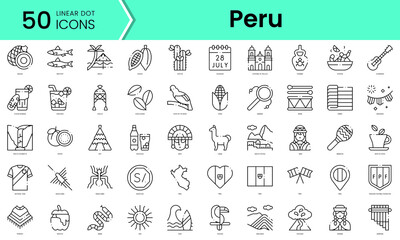 Set of peru icons. Line art style icons bundle. vector illustration - obrazy, fototapety, plakaty