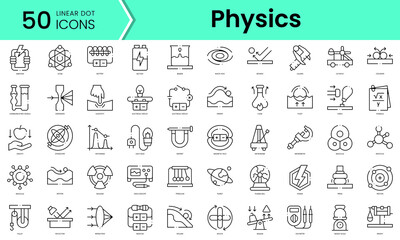 Set of physics icons. Line art style icons bundle. vector illustration - obrazy, fototapety, plakaty