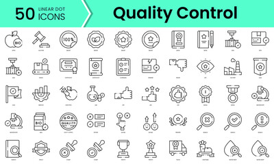 Fototapeta na wymiar Set of quality control icons. Line art style icons bundle. vector illustration