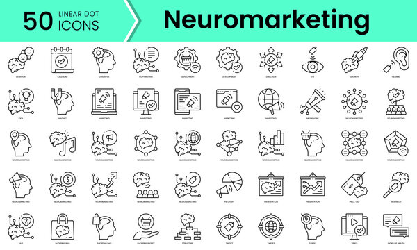 Set Of Neuro Marketing Icons. Line Art Style Icons Bundle. Vector Illustration