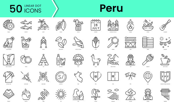 Set of peru icons. Line art style icons bundle. vector illustration