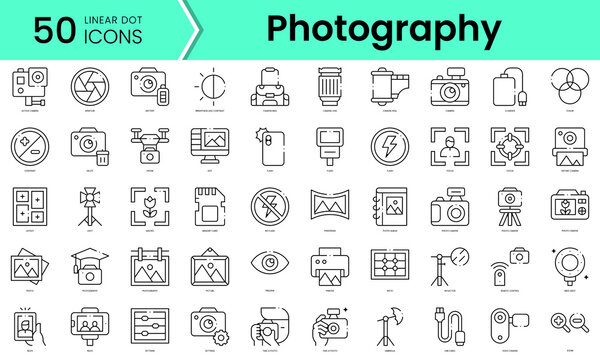Set of photography icons. Line art style icons bundle. vector illustration