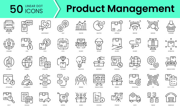 Set of product management icons. Line art style icons bundle. vector illustration