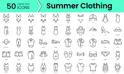 Fototapeta na wymiar Set of summer clothing icons. Line art style icons bundle. vector illustration