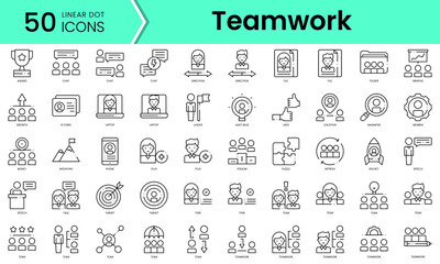 Set of teamwork icons. Line art style icons bundle. vector illustration