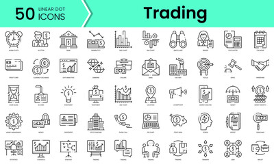 Set of trading icons. Line art style icons bundle. vector illustration