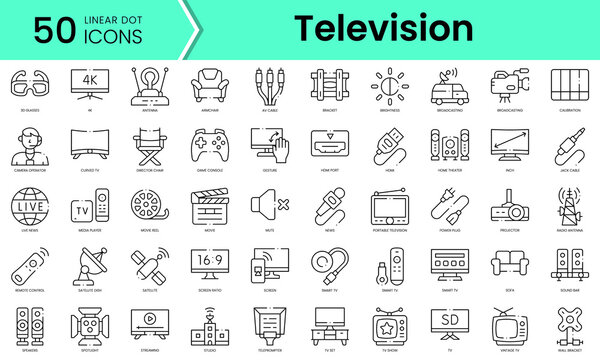 Set of television icons. Line art style icons bundle. vector illustration