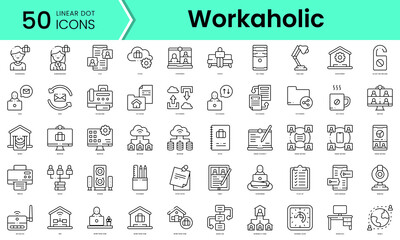 Fototapeta na wymiar Set of work from home icons. Line art style icons bundle. vector illustration