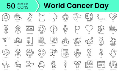 Set of world cancer day icons. Line art style icons bundle. vector illustration - Powered by Adobe