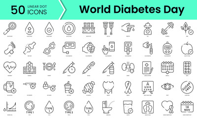 Set of world diabetes day icons. Line art style icons bundle. vector illustration