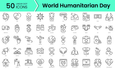 Fototapeta na wymiar Set of world humanitarian day icons. Line art style icons bundle. vector illustration