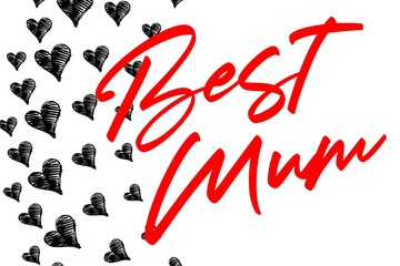 Happy Mother's Day Heart-Typocraphic illustration vector Calligraphy Background, celebration card,printable, ornaments celebrations, gift card invitation