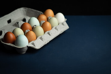Naturally colored fresh raw chicken eggs