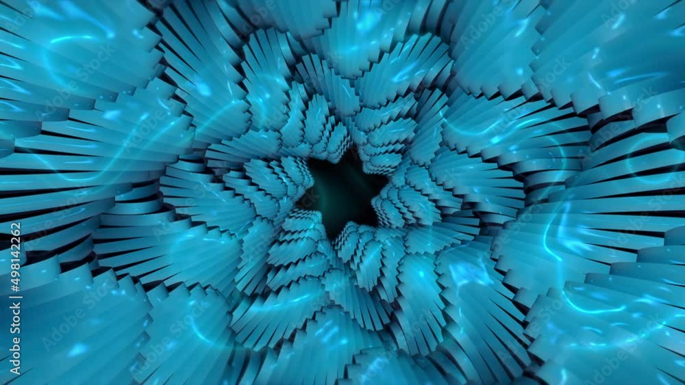 Poster abstract kaleidoscopic background with colorful slowly rotating starfish, seamless loop. motion. mar