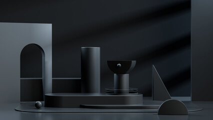 Creative drawing of 3D simulation scene product stand