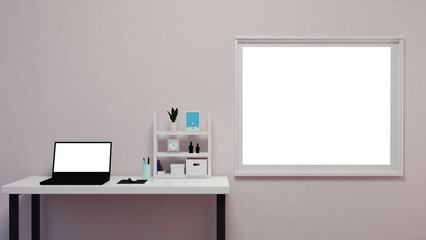 室内　ラップトップ　窓　3dcg　背景　部屋