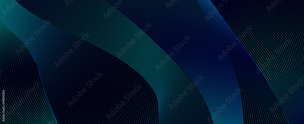 Poster Luxury abstract background with blue ripples 
diagonal line pattern in dark color. Vector horizontal template for business banner, premium invitation, voucher, gift certificate.