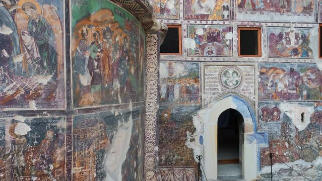 Inside the Rock Church at Sumela Monastery in Trabzon, Turkey