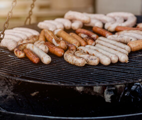 Fresh sausage for hot dogs grilling