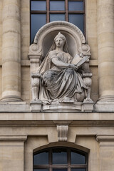 Architectural details of old Paris buildings: &ldquo;Grand Gallery of the Evolution&rdquo; - imposing Renaissance-revival building, built in 1889. Paris. France.