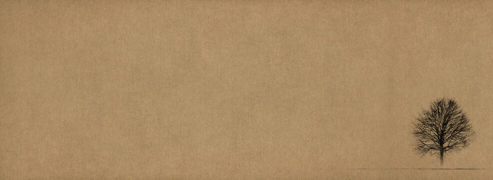 Old Single Tree Stamp Over A Natural Home Made Light Brown Paper Background
