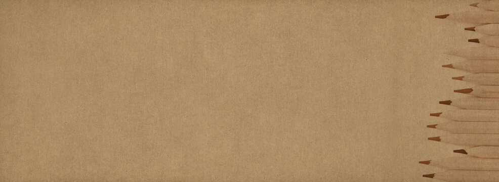 Sepia Colors Crayons Set Stamp Over A Natural Home Made Light Brown Paper Background