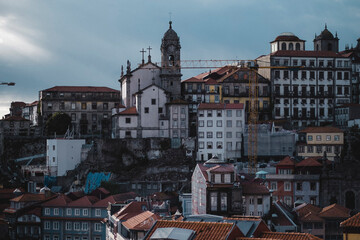 View of an old church in the historic center of Porto, Portugal.