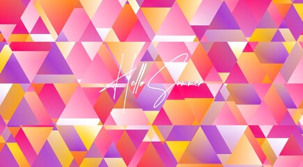 Fototapeta premium hello summer quote hand drawn lettering quote on the colorful background. Fun calligraphic ink inscription ,travel