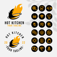 chef kitchen logo for food restaurant and cafe template with icon