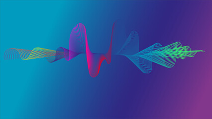 Abstract wave lines dynamic colorful light flowing isolated on black background