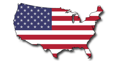 Flaga Stanów Zjednoczonych. Kontuar państwa. - obrazy, fototapety, plakaty