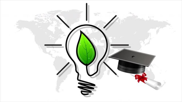 Environmental knowledge day light bulb, art video illustration.
