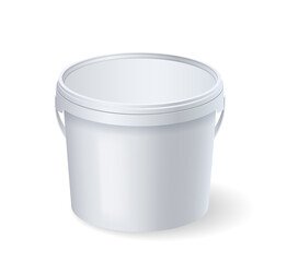 Empty white bucket with cap side view mockup for ice cream, yoghurt, mayo, paint or putty - obrazy, fototapety, plakaty