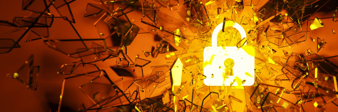 Disruptive crypto currency and blockchain, original 3d rendering