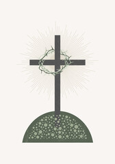  Easter crown of thorns boho minimalist printable wall art - 498147889