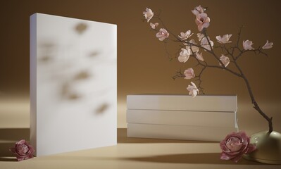 Book Mockup with Flowers 03
