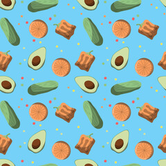 Hand drawn world food safety day seamless pattern.