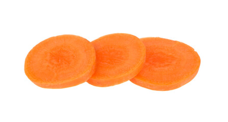 sliced carrot isolated on white background