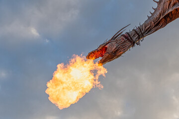 Fototapeta premium The dragon at Gringott Bank at Universal Studios