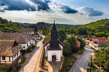 Holloko, Hungary - Aerial view of the traditional village centre of Holloko (Raven-stone), an...