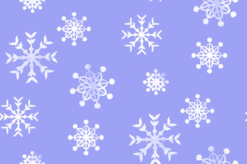 Seamless pattern with snowflakes on a purple background for text and children's design