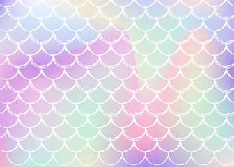 Holographic scale background with gradient mermaid.