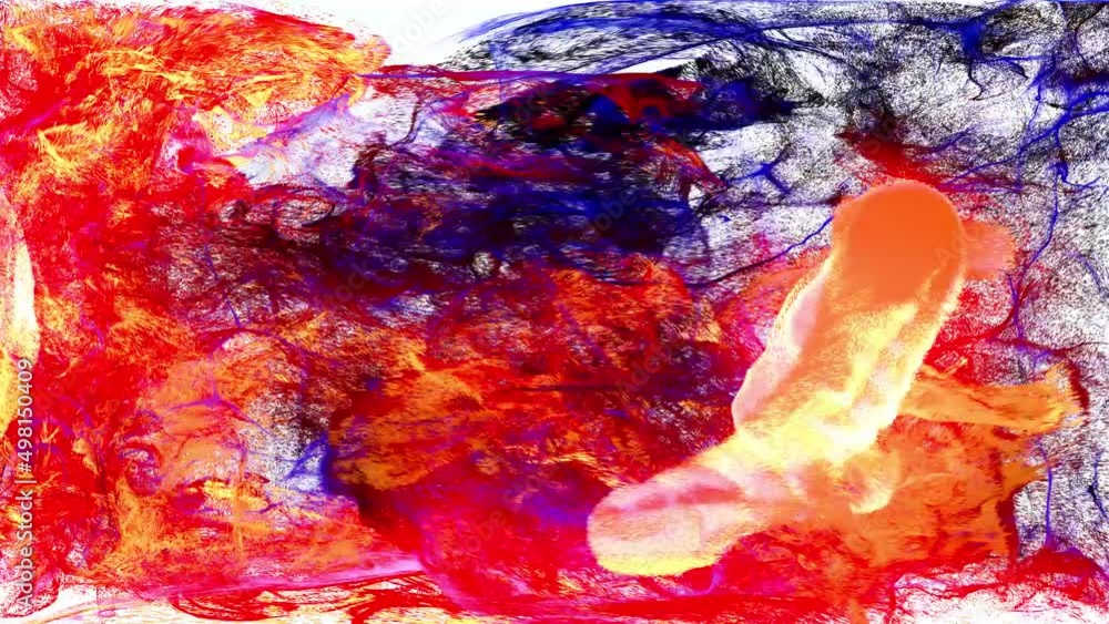 Aufkleber cloud of particles on white bg. multicolored particles spread in camera like ink effect. emitter emi