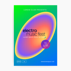 Club Event. Elegant Pattern For Cover Concept. Wave Neon Party. Bright Glitch For Invitation. Sound And Nightlife Layout. Purple And Orange Club Event