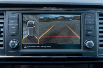 Cluj-Napoca, Cluj-Romania-04.02.2022-360 degrees camera view mounted on Seat Ateca. 3d view, front...