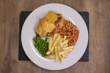 lasagne and chips school meal