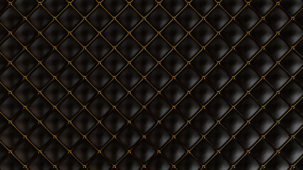 Black leather pattern with golden line and spheres